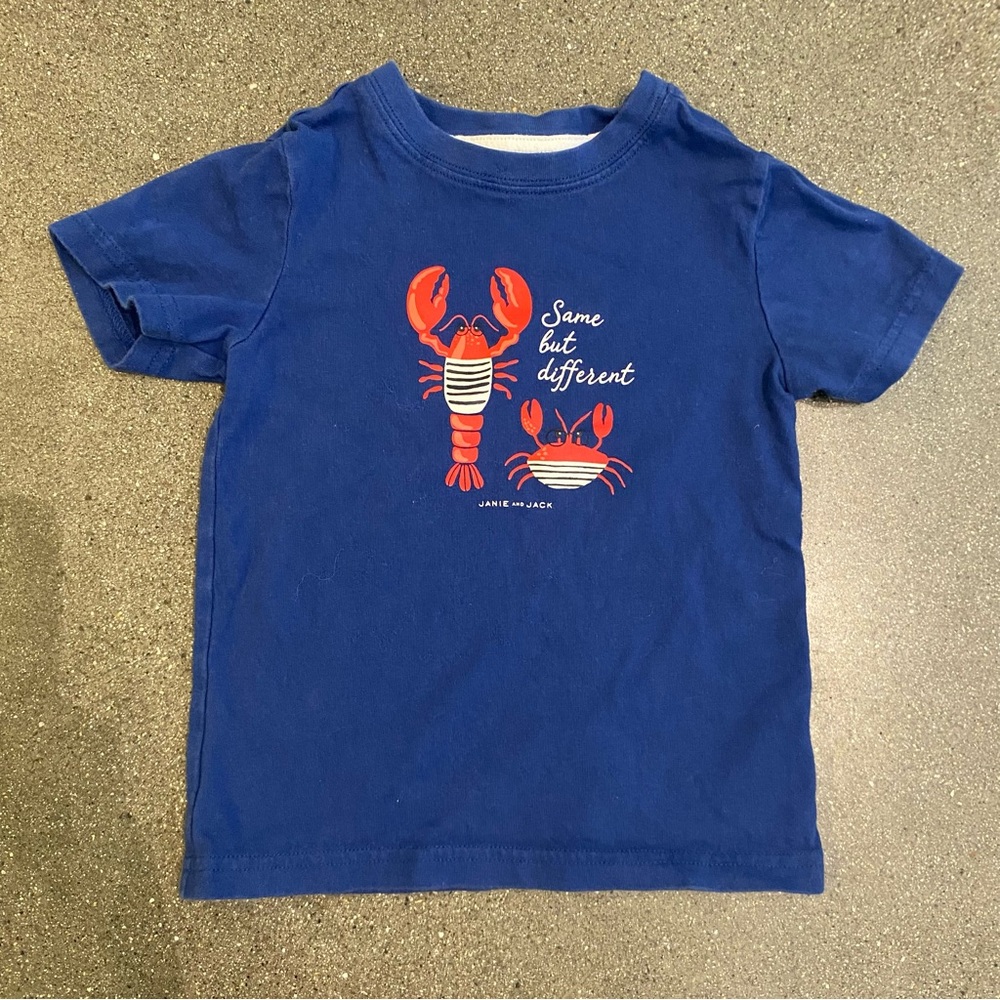 Janie and Jack Kids T Shirt Size 3 Cerulean Lobster Summer Beach‎ Cotton
